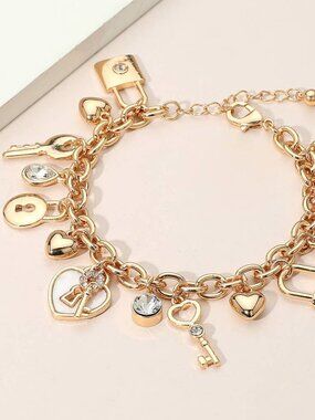 Heart Key and Lock Charm Bracelet